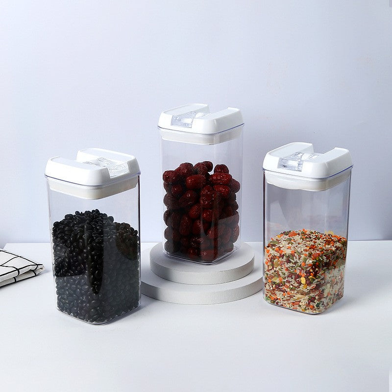 Set 6 Recipiente din Plastic, pentru Alimente/Obiecte, Inchidere Ermetica, 2 x 0.5l, 2 x 0.8l, 2 x 1.2l, Capac Alb, Transparent