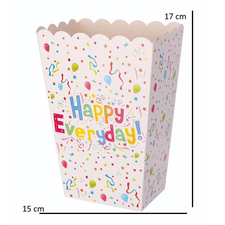 Set 6 Cutii de PopCorn, Model Happy Everyday, 17 x 15 cm, Multicolor