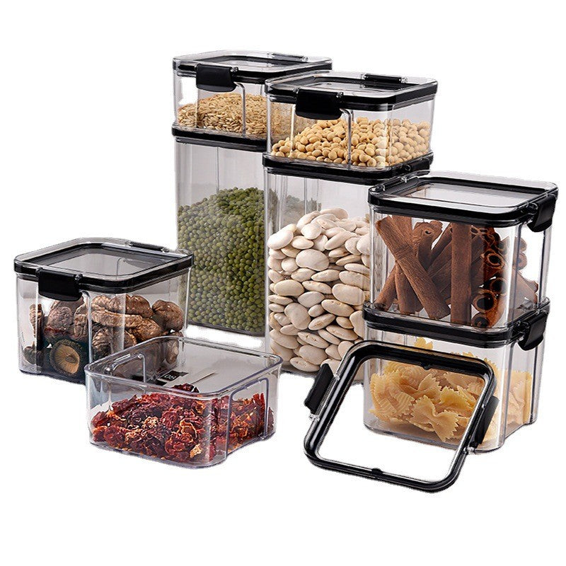 Set 6 Recipiente din Plastic, pentru Alimente/Obiecte, Inchidere Ermetica, 2 x 460 ml, 2 x 700 ml, 1 x 1300 ml, 1 x 1800 ml, Transparent