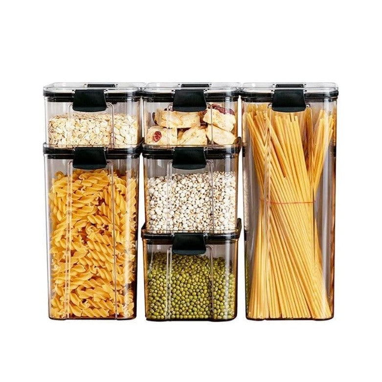 Set 6 Recipiente din Plastic, pentru Alimente/Obiecte, Inchidere Ermetica, 2 x 460 ml, 2 x 700 ml, 1 x 1300 ml, 1 x 1800 ml, Transparent