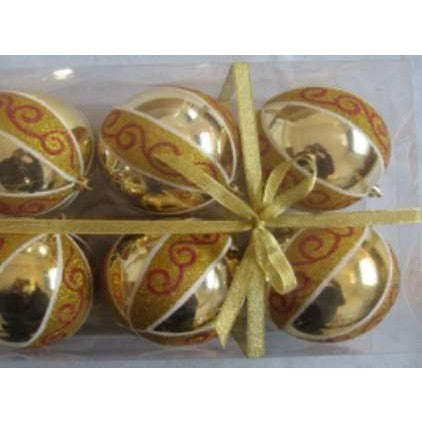 Set 6 globulete auriu cu rosu - 7cm