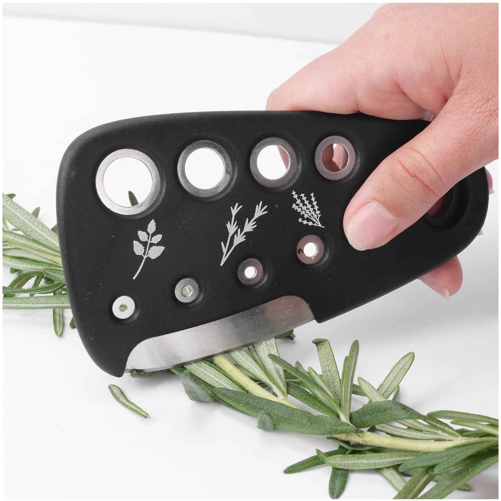 Set 6 in 1 mini ustensile bucatarie taietor pizza, cutit, curatator, razatoare, desfacator, presa usturoi, manere din ABS, lame ascutite din otel inoxidabil, 7.1 x 12.9 x 4.8 cm, negru