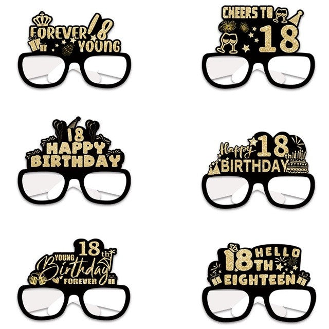 Set 6 Perechi de Ochelari pentru Majorat, Diverse Modele, Negru
