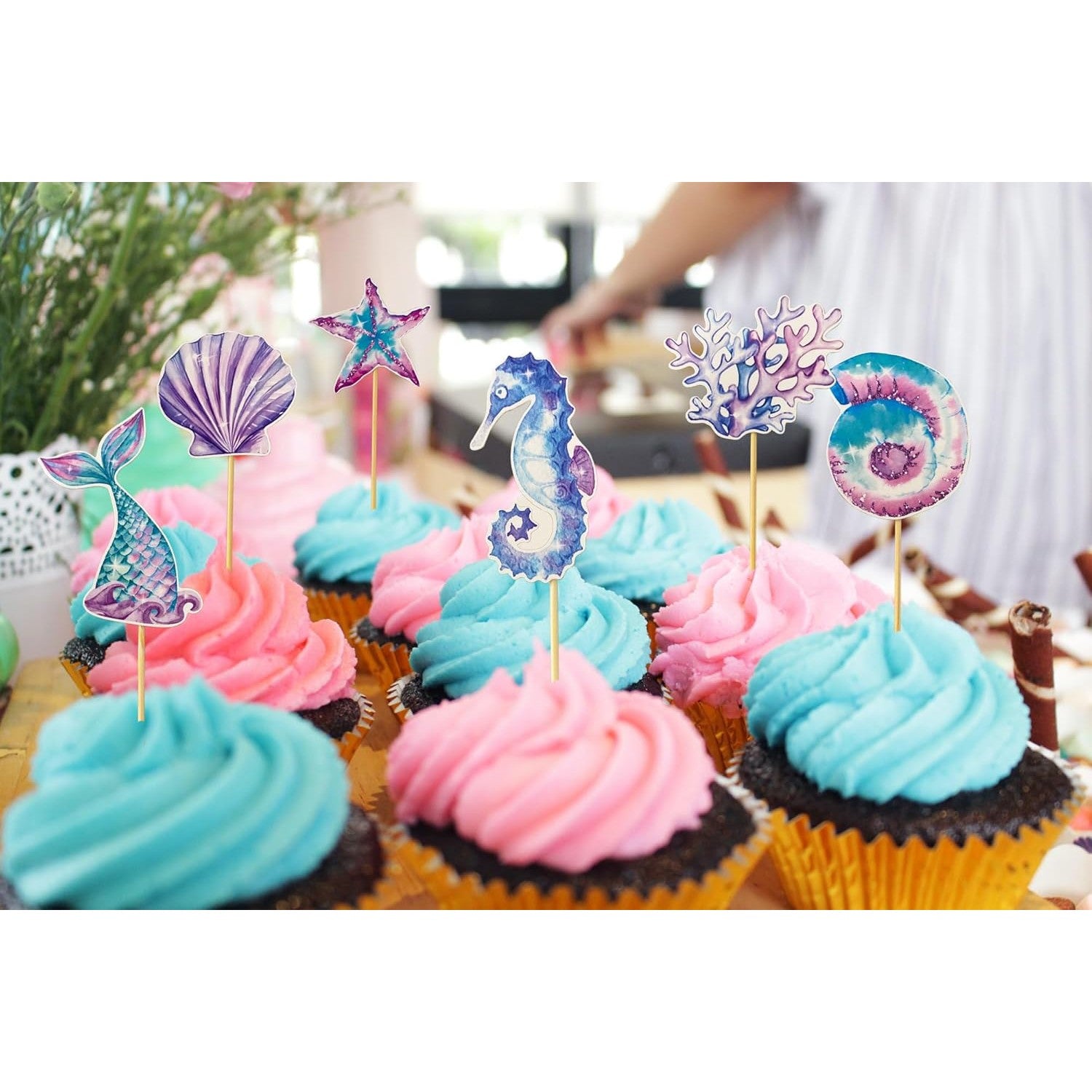 Set 6 Props-uri pentru Prajituri Sirena, Colectia Mermaid, Multicolor