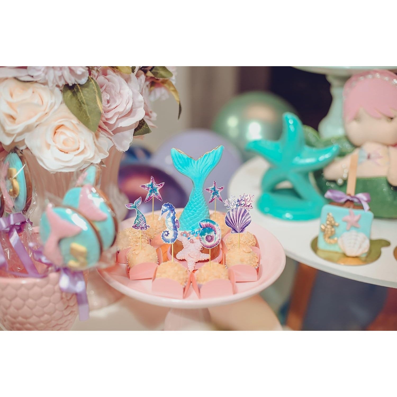 Set 6 Props-uri pentru Prajituri Sirena, Colectia Mermaid, Multicolor