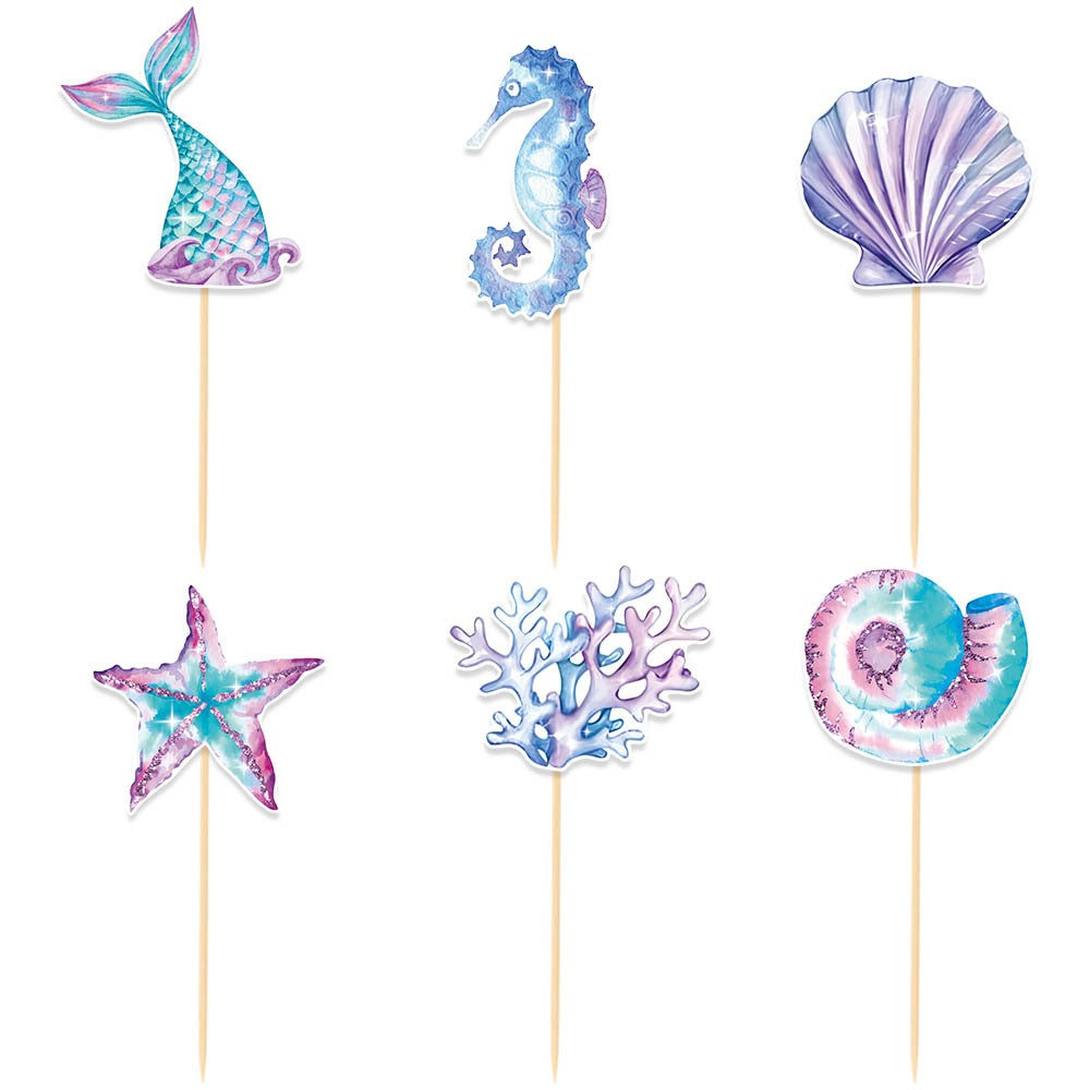 Set 6 Props-uri pentru Prajituri Sirena, Colectia Mermaid, Multicolor