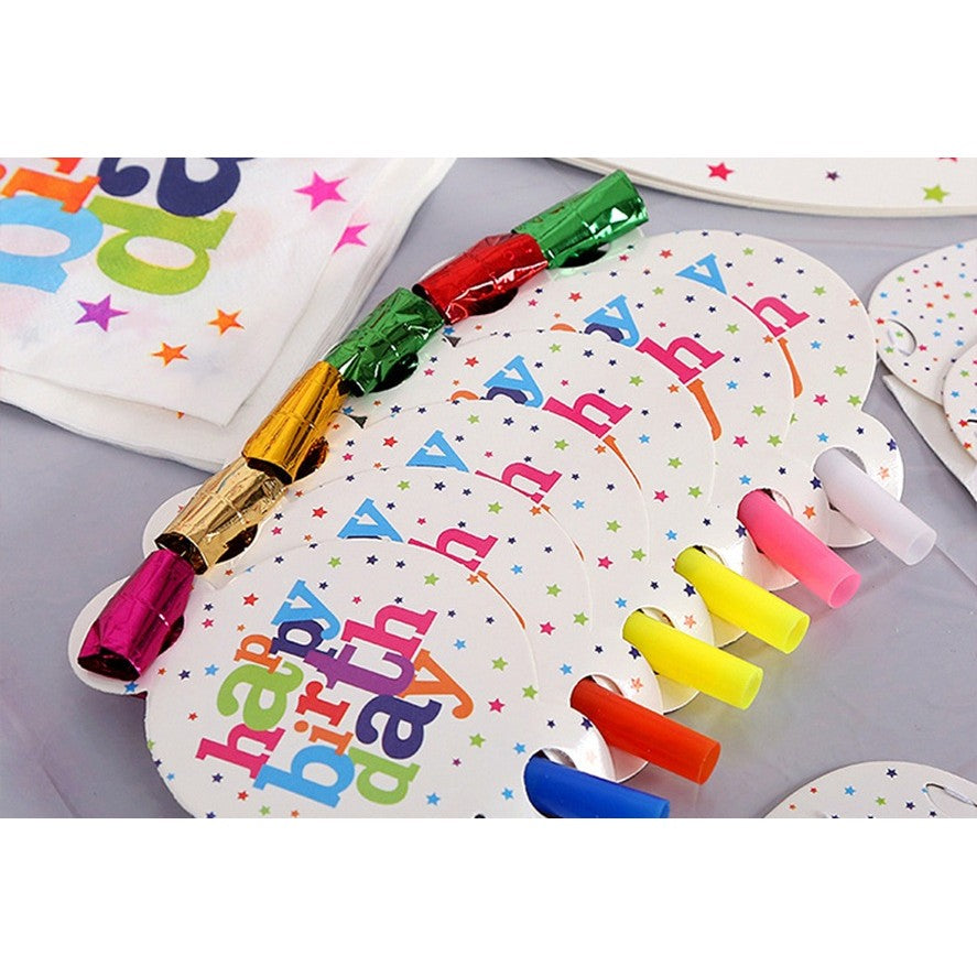 Set 6 Suflatori, Colectia Happy Birthday, 19 x 11 cm, din Carton/Plastic/Hartie, Multicolor