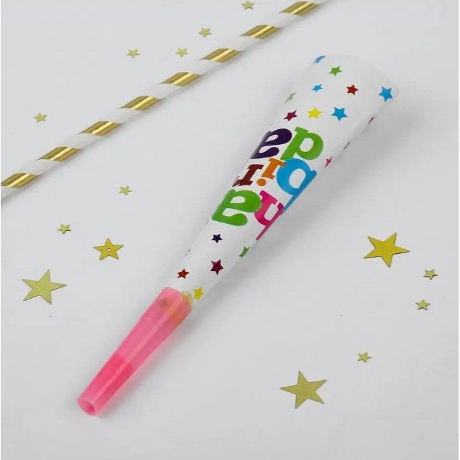 Set 6 Suflatori, Colectia Happy Birthday, 20 cm, din Carton, Multicolor
