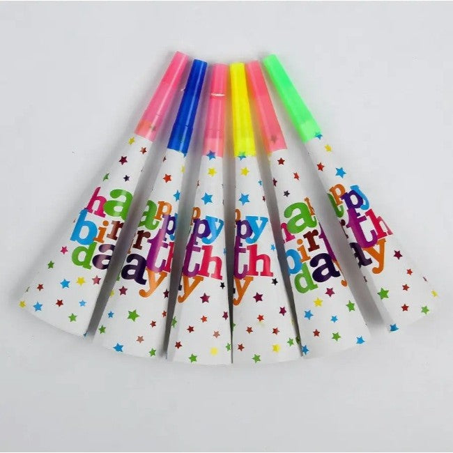 Set 6 Suflatori, Colectia Happy Birthday, 20 cm, din Carton, Multicolor