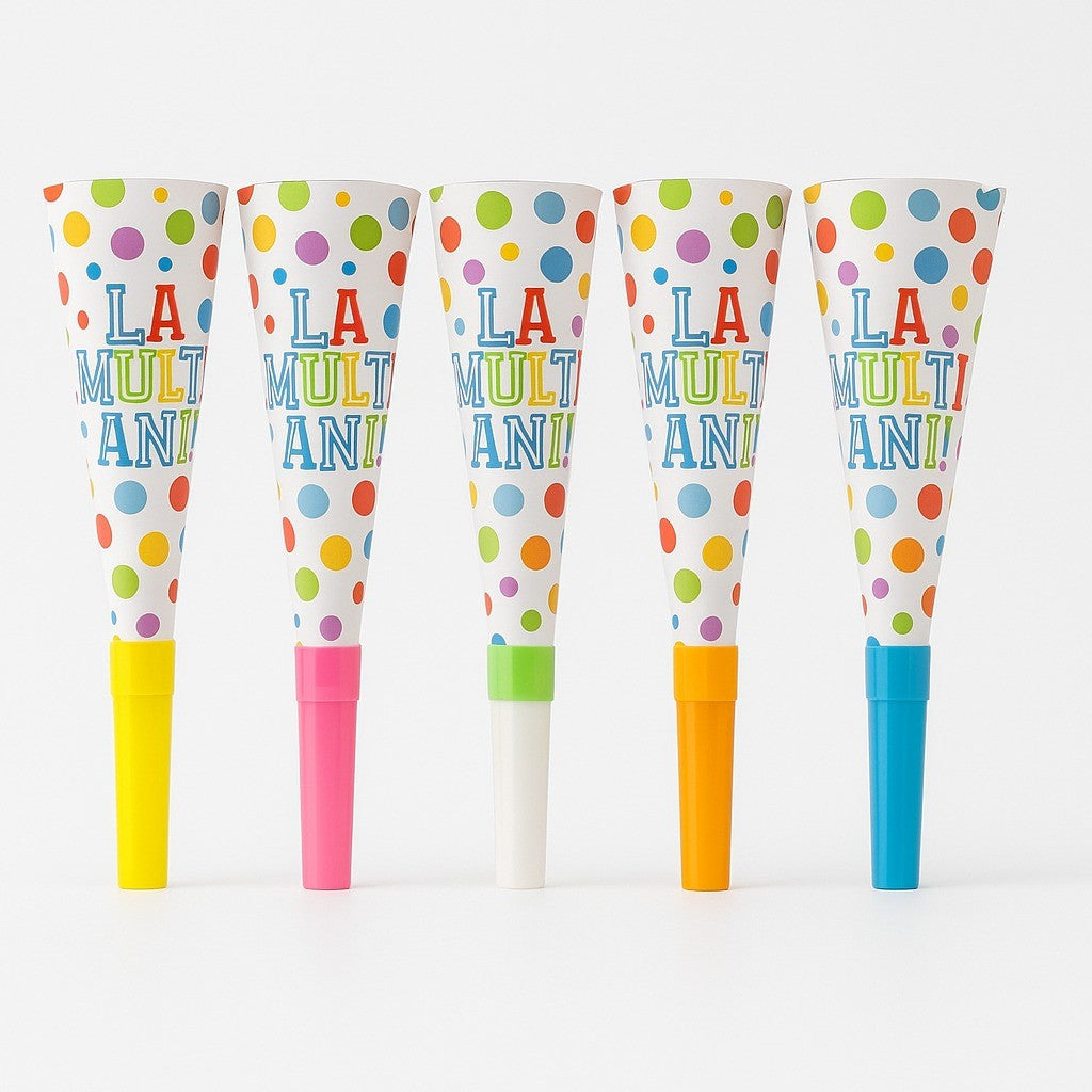 Set 6 Suflatori, Colectia LA MULTI ANI, 20 cm, din Carton, Multicolor