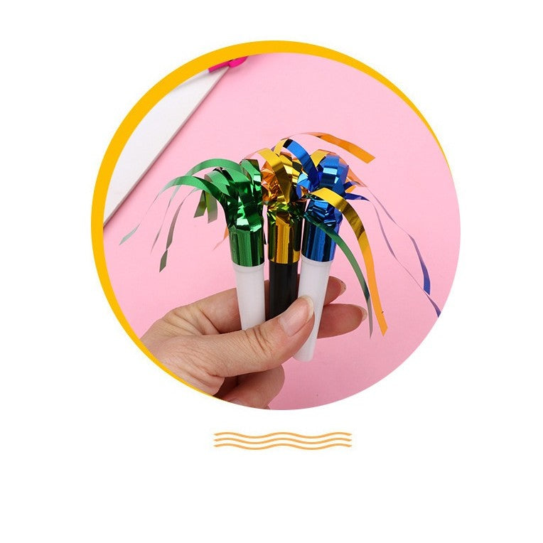 Set 6 Fluiere Party cu Franjuri, din Plastic, Multicolor
