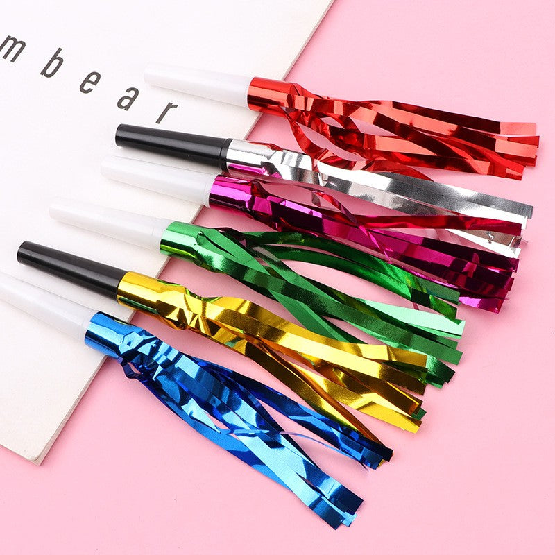 Set 6 Fluiere Party cu Franjuri, din Plastic, Multicolor