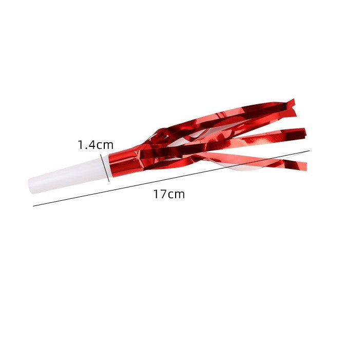 Set 6 Fluiere Party cu Franjuri, din Plastic, Multicolor