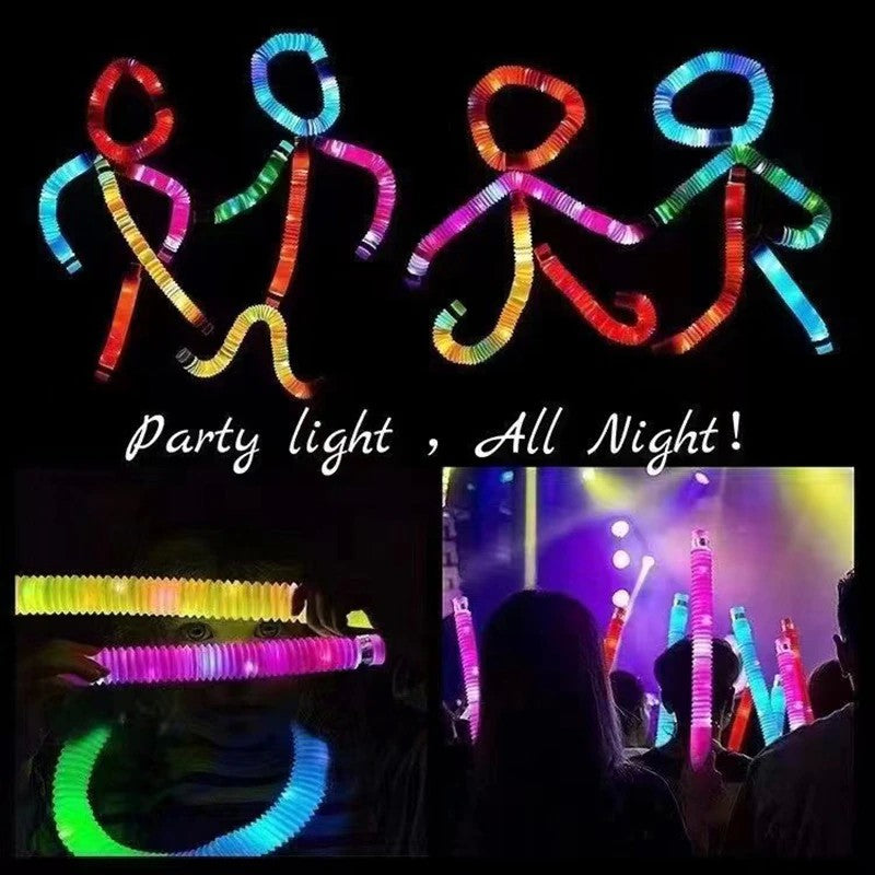 Set 6 Tuburi Antistres, cu Lumina LED, Fidget Pop Tube, multicolor