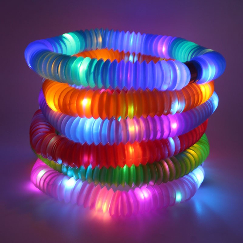 Set 6 Tuburi Antistres, cu Lumina LED, Fidget Pop Tube, multicolor