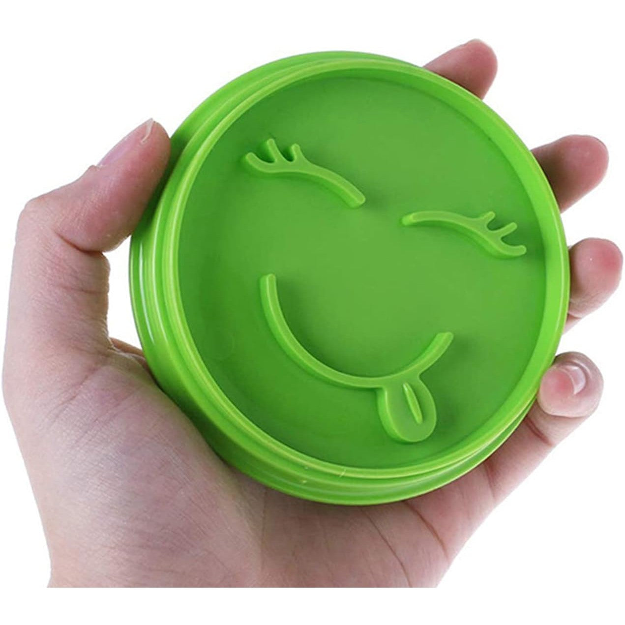 Set 7 Forme de Prajituri, Model Emoticoane Smiley Face, Diferite Expresii, 7.7 x 1.5 cm, din PP, Verde