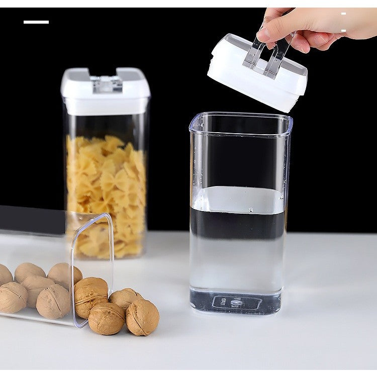 Set 7 Recipiente din Plastic, pentru Alimente/Obiecte, Inchidere Ermetica, 2 x 0.5l, 2 x 0.8l, 2 x 1.2l, 1 x 1.9 l, Capac Alb, Transparent