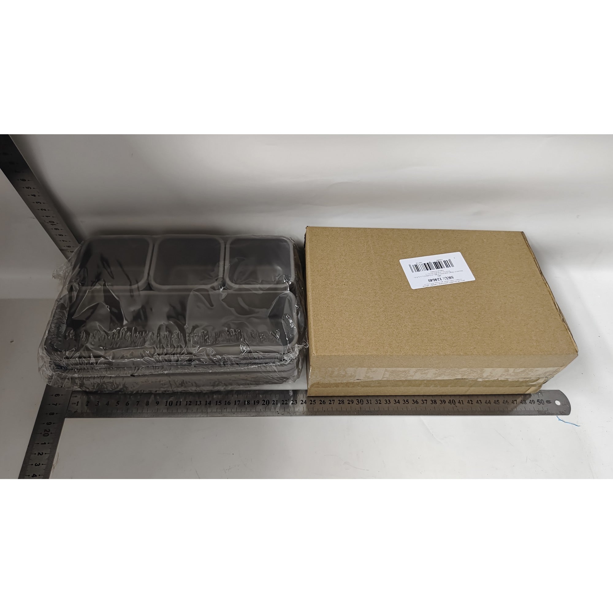 Set 8 cutii depozitare, pentru sertar, cosmetice, ustensile bucatarie, textile, plastic, gri, 23.5 x 16 cm