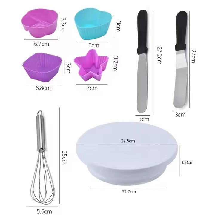 Set 80 Piese Ustensile pentru Ornare Prajituri, din Plastic si Otel Inoxidabil, Forme Briose, Multicolor