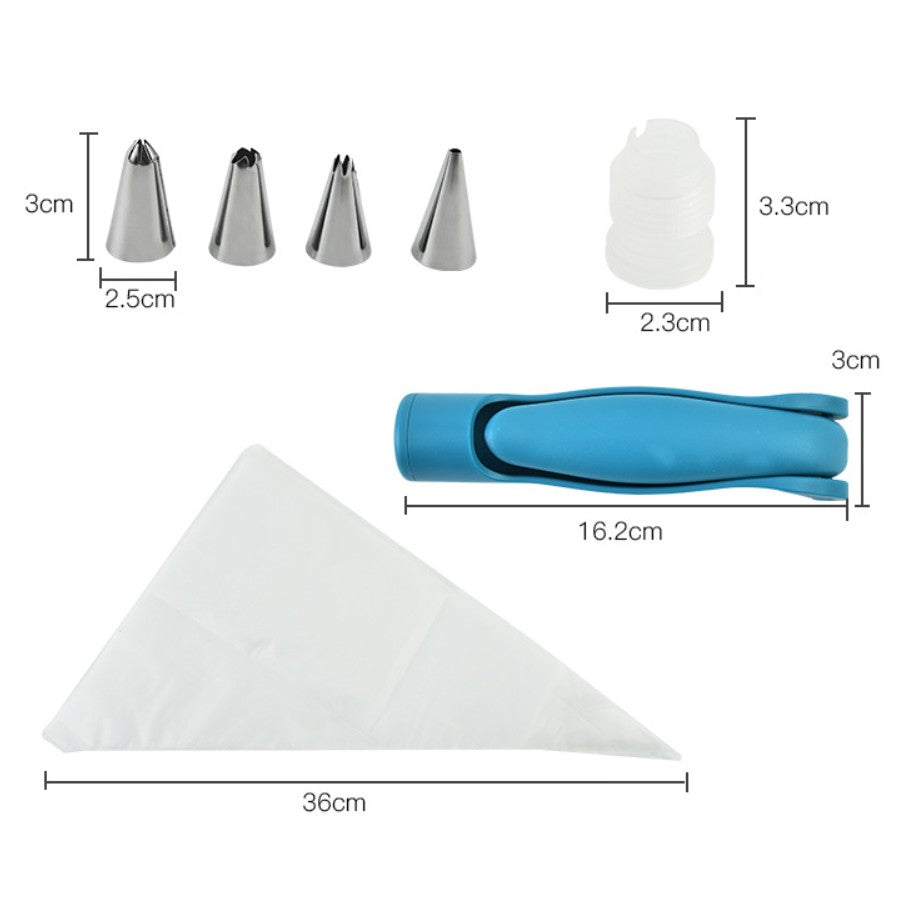 Set Accesorii Decorare Prajituri si Torturi, 5 Capete pentru Modele, 21.7x18.8 cm, Ustensila Manuala pentru Ornare, Albastru