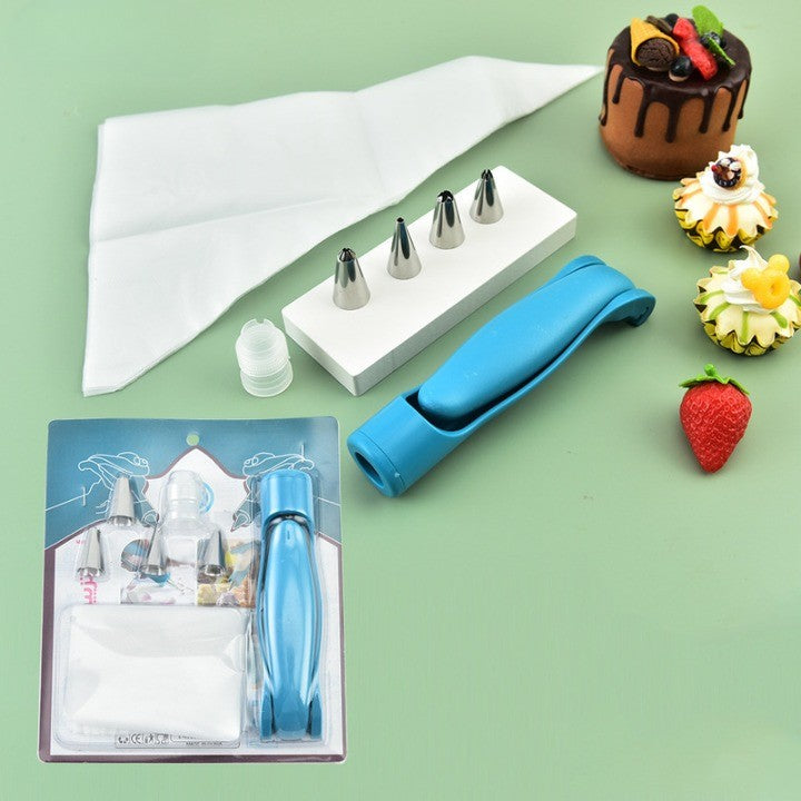 Set Accesorii Decorare Prajituri si Torturi, 5 Capete pentru Modele, 21.7x18.8 cm, Ustensila Manuala pentru Ornare, Albastru
