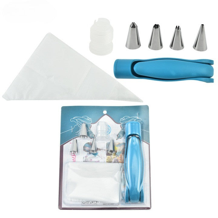 Set Accesorii Decorare Prajituri si Torturi, 5 Capete pentru Modele, 21.7x18.8 cm, Ustensila Manuala pentru Ornare, Albastru