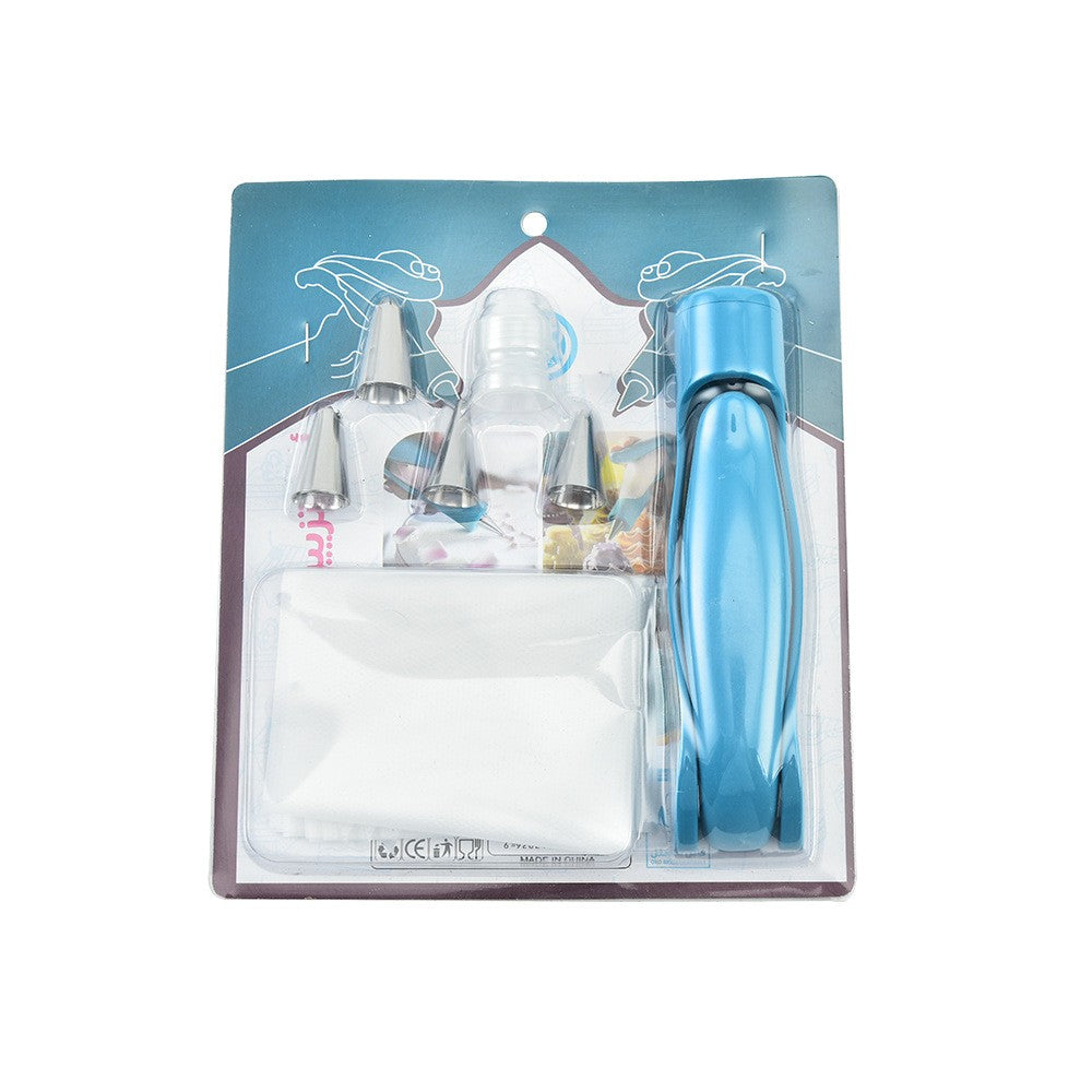 Set Accesorii Decorare Prajituri si Torturi, 5 Capete pentru Modele, 21.7x18.8 cm, Ustensila Manuala pentru Ornare, Albastru
