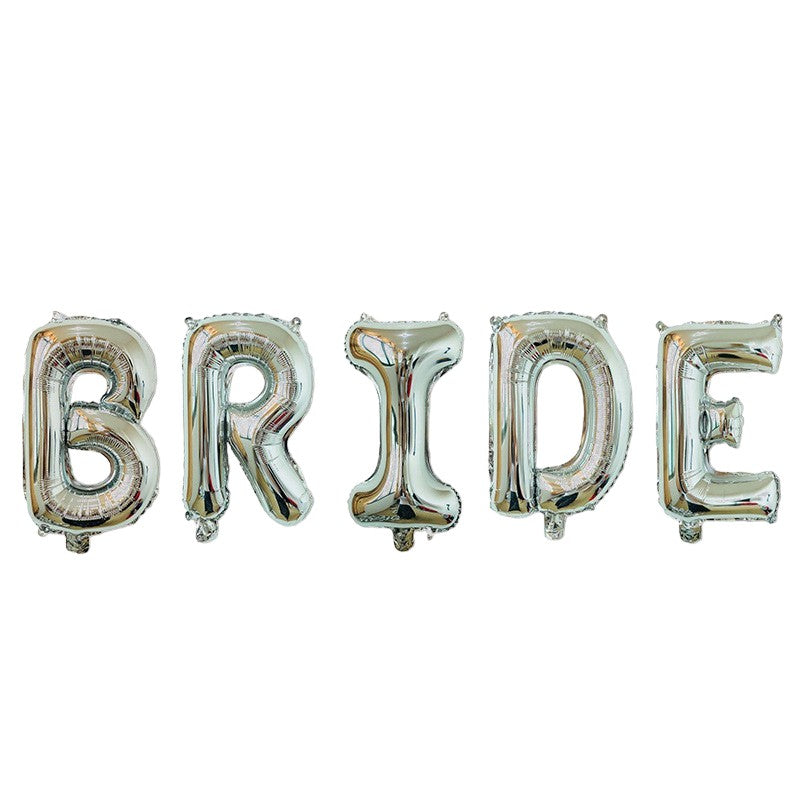 Set Baloane din Folie Metalizata, Model Scris Bride, Litere de 100 cm, Tema Iubire, Baloane Party, Ambalaj Individual, Pai Inclus, Umflare cu Aer sau Heliu, Argintiu