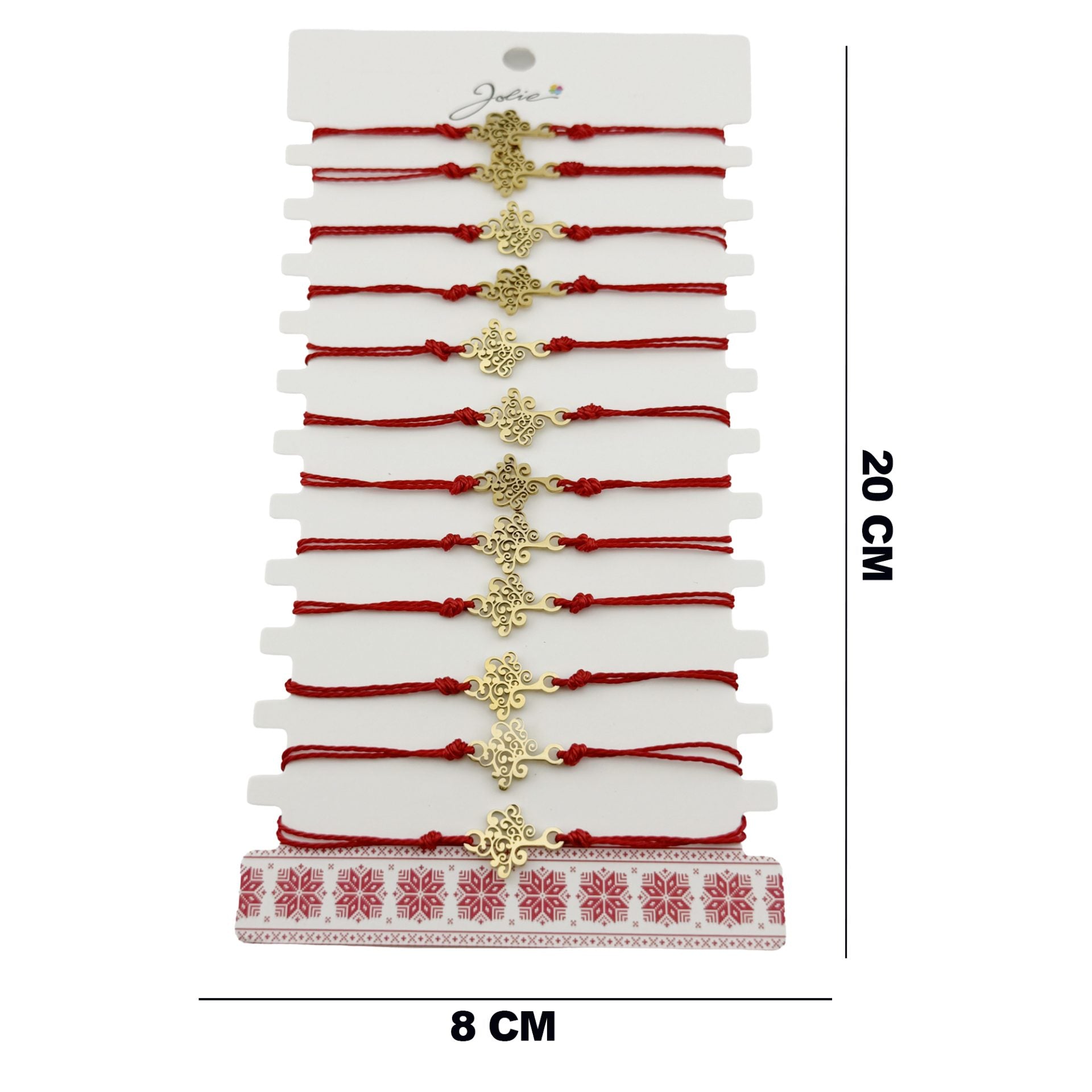 Bratara Martisor pentru Dama, Model Copac, Set 12 bucati, Pandativ din Inox Auriu, Snur Ajustabil Impletit, Rosu