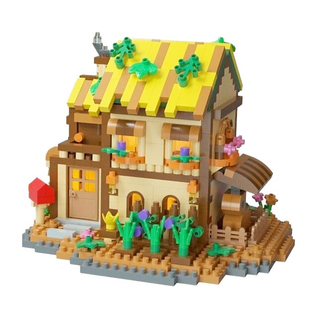 Set constructie, Forest Log Cabin, din ABS, Model Casuta din Gradina, 834 piese, 12.2x10.2x9.6 cm, Multicolor