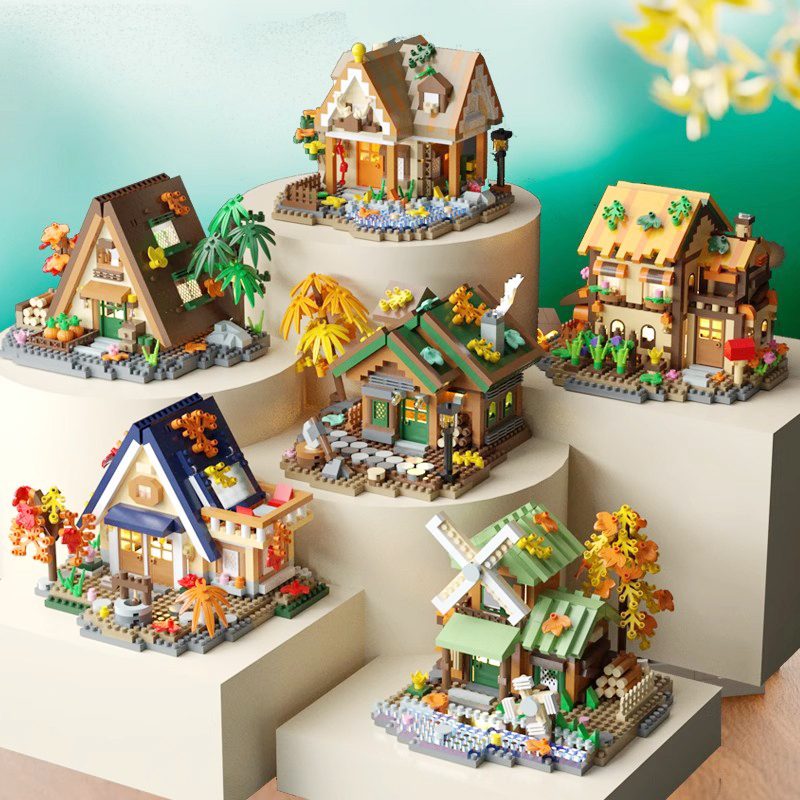 Set constructie, Forest Log Cabin, din ABS, Model Casuta din Gradina, 834 piese, 12.2x10.2x9.6 cm, Multicolor