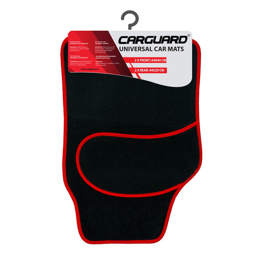 Set covorase auto textile universale Carguard 64 x 44 cm | 44 x 29 cm - negru - rosu