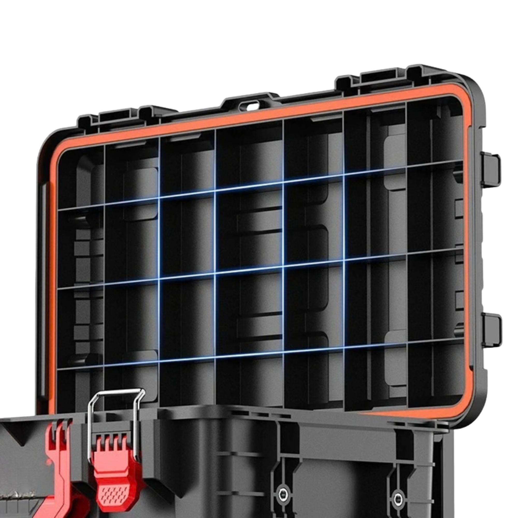 Set Cutii pentru Scule, Flippy, Organizator pe Roti tip Troller, 3 Piese, Modular, Maner Telescopic, Protectie IP65, 56 x 47.5 x 65 cm, Negru