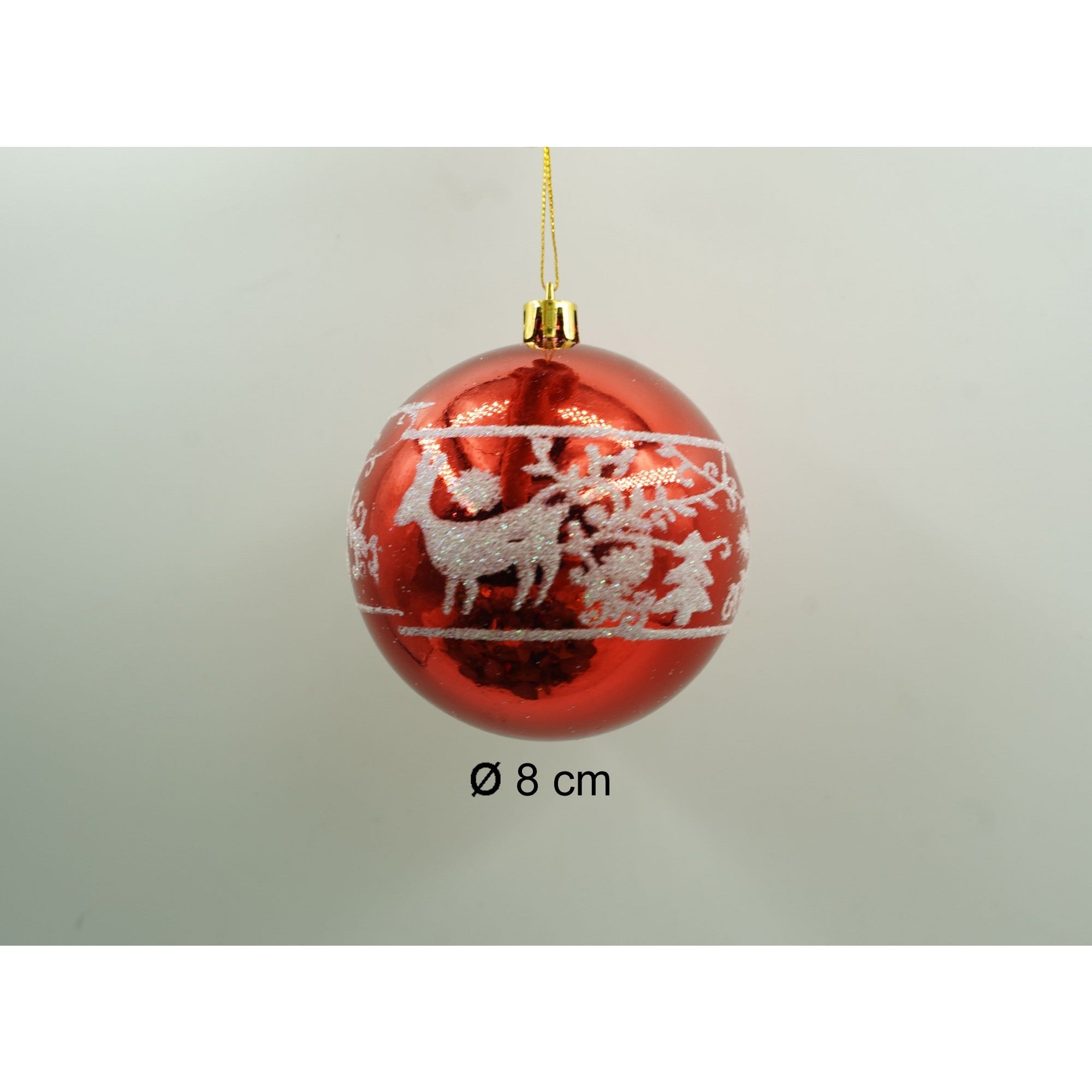 Set de 24 ornamente de brad, de tip Glob, Multicolor, cu ø de 8 cm, din plastic, cu finisaj sclipitor , cutie 19 cm lungime x 42 cm inaltime x 19 cm adancime