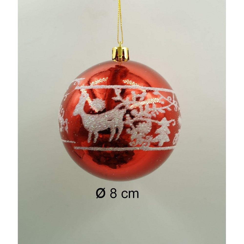 Set de 24 ornamente de brad, de tip Glob, Multicolor, cu ø de 8 cm, din plastic, cu finisaj sclipitor , cutie 19 cm lungime x 42 cm inaltime x 19 cm adancime