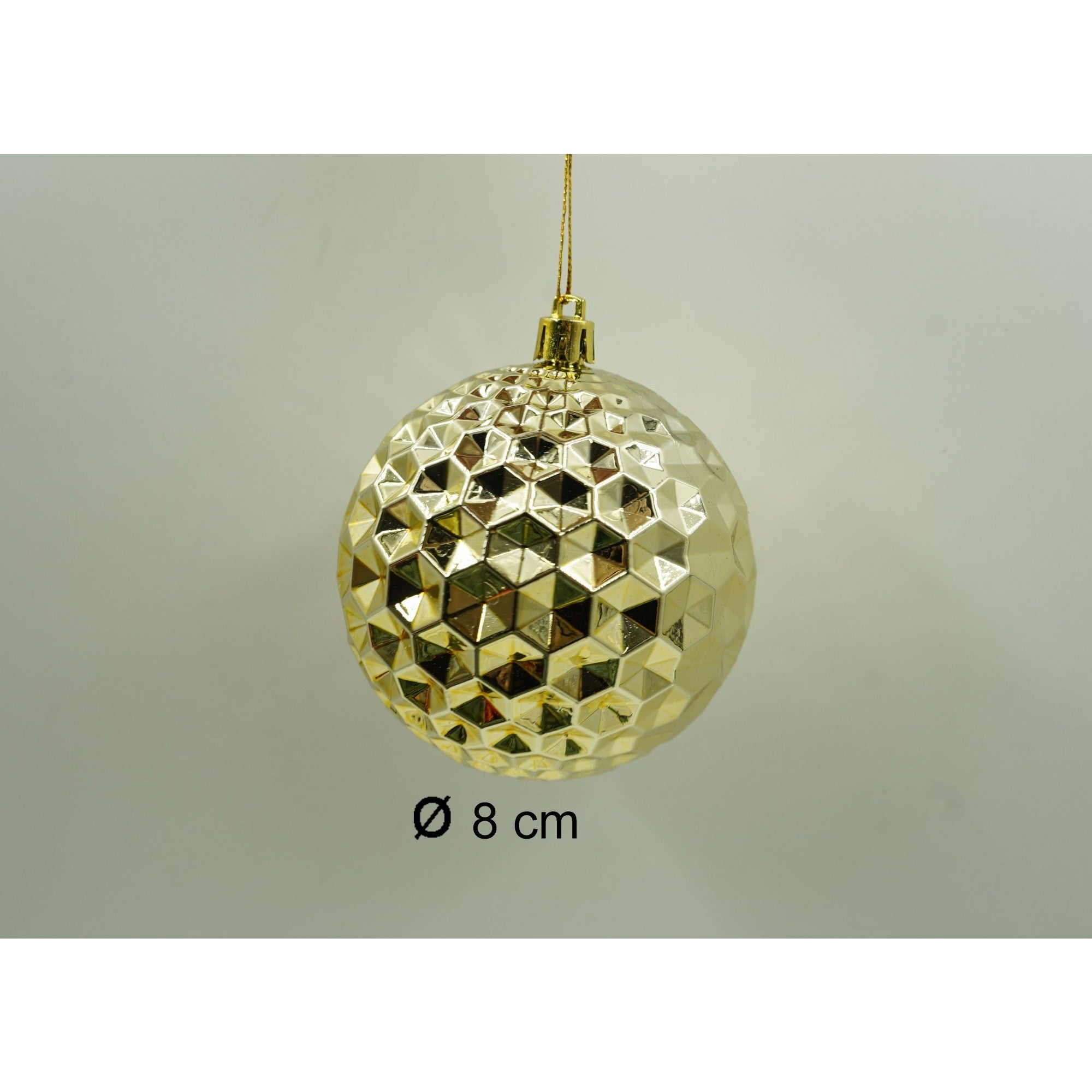 Set de 24 ornamente de brad, de tip Glob, Rosu/ Auriu, cu ø de 8 cm, din plastic, cu finisaj sclipitor , cutie 19 cm lungime x 42 cm inaltime x 19 cm adancime