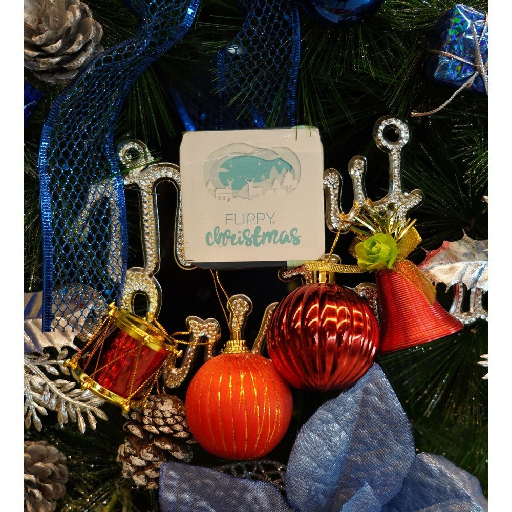 Set de 24 ornamente de brad, de tip Glob, Rosu/ Maro, din polistiren, cu finisaj sclipitor , cutie 5 cm adancime x 29 cm lungime x 19 cm inaltime