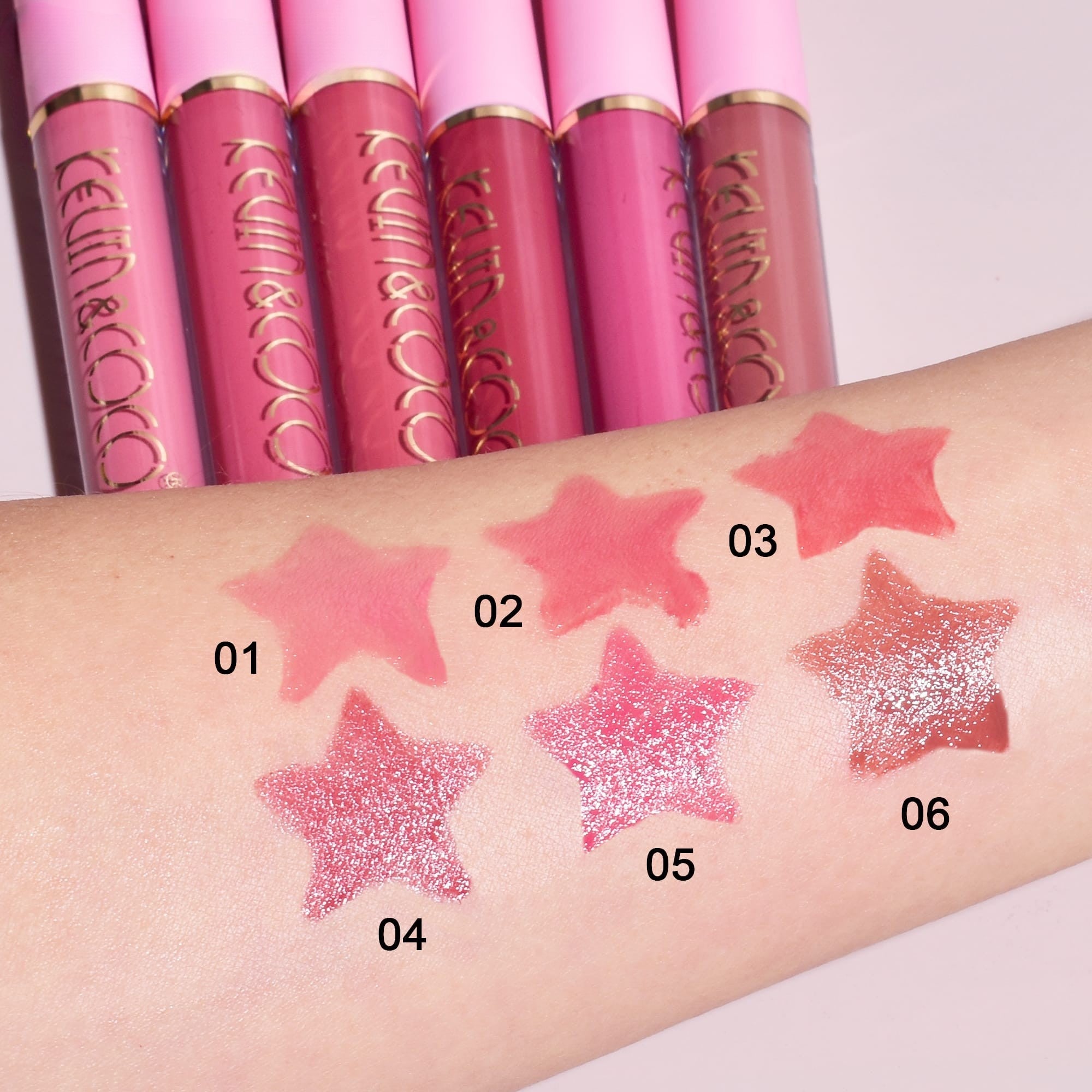 Set de Buze, KEVIN &amp; COCO, Pink Girl, 6 Lip Gloss-uri, 17 x 14.8 x 2.9 cm, Roz/Maro