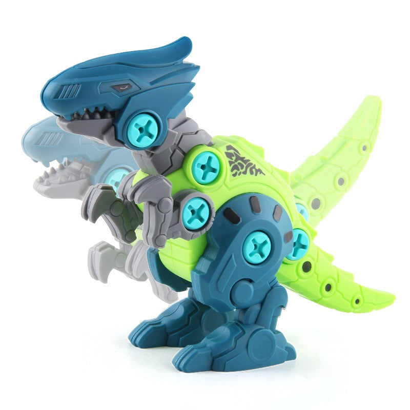 Set de Constructie/Asamblare, 4 Dinozauri, cu Bormasina Electrica, Baterii 2 x AA, Surubelnita si Cutie Depozitare, 22.5 x 14.5 x 15 cm, Multicolor