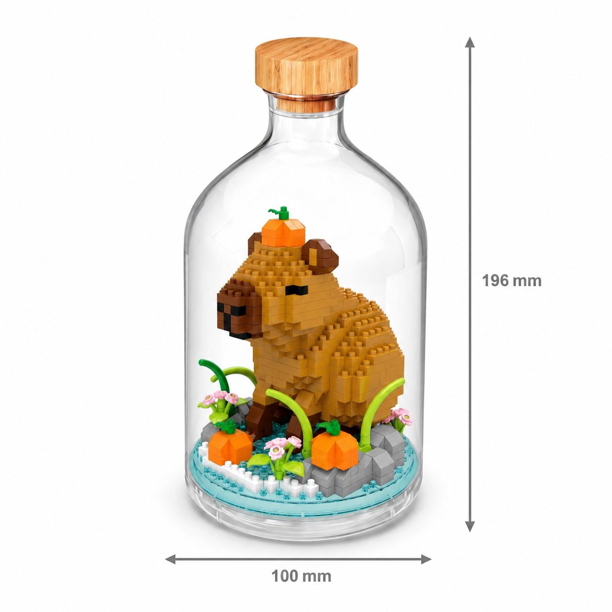 Set de Construit în Sticlă Decorativă, Model Capybara, 489 Piese Mini din Plastic, Jucărie Creativă și Educațională pentru Copii 14+ și Adulți, Tip Pixel Building Blocks, Obiect Decorativ de Colecție, 10 x 19.6 cm, Multicolor