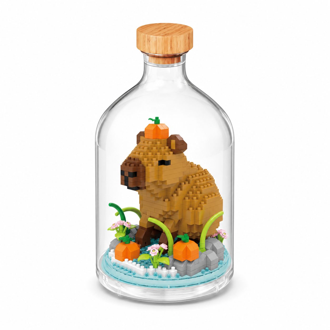 Set de Construit în Sticlă Decorativă, Model Capybara, 489 Piese Mini din Plastic, Jucărie Creativă și Educațională pentru Copii 14+ și Adulți, Tip Pixel Building Blocks, Obiect Decorativ de Colecție, 10 x 19.6 cm, Multicolor