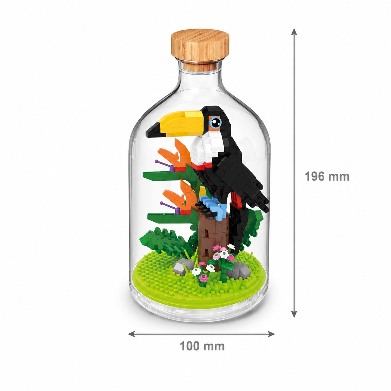 Set de Construit în Sticlă Decorativă, Model Pasăre, 593 Piese Mini din Plastic, Jucărie Creativă și Educațională pentru Copii 14+ și Adulți, Tip Pixel Building Blocks, Obiect Decorativ de Colecție, 10 x 19.6 cm, Multicolor