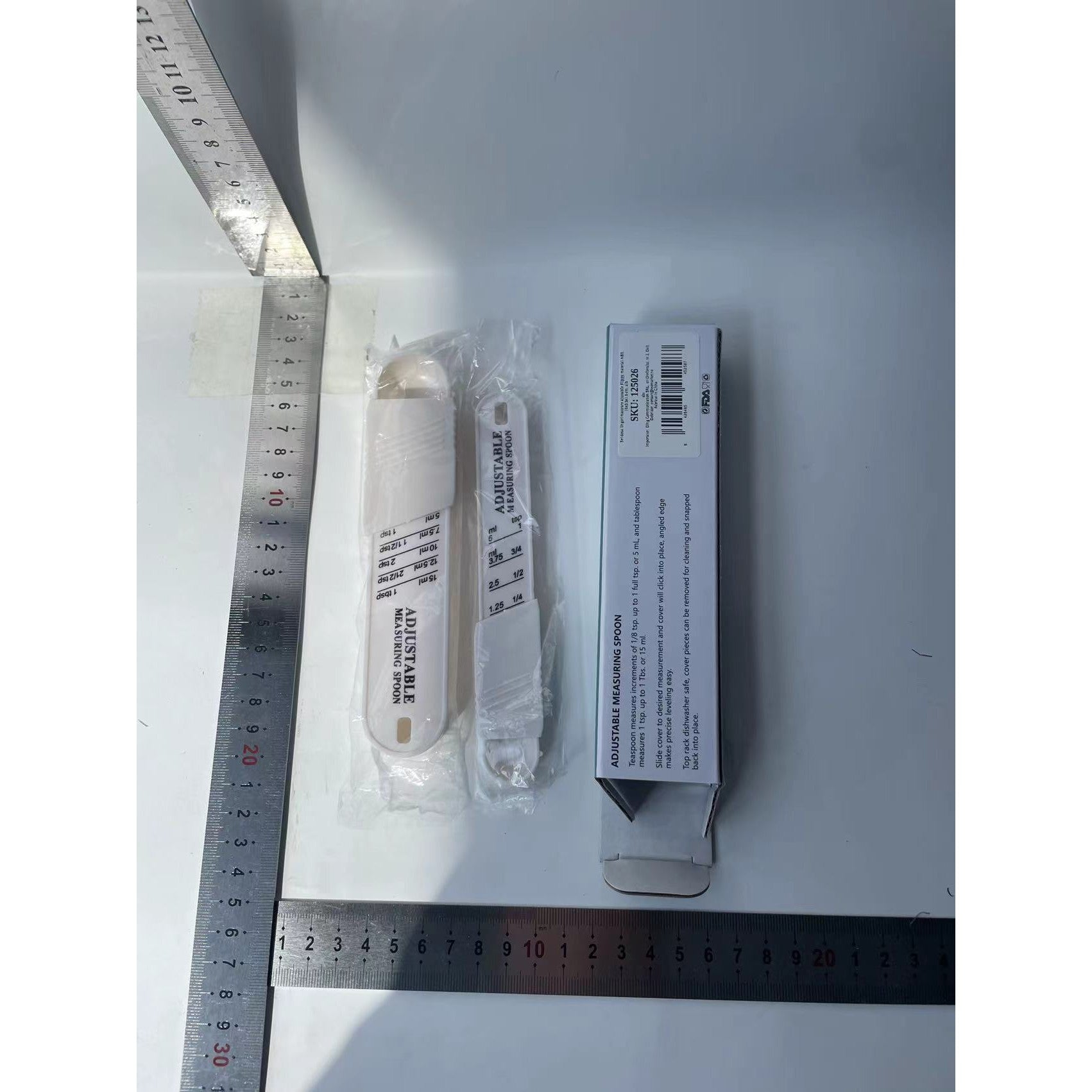 Set doua linguri masurare ajustabile material ABS, 16x3.5x1.6 cm, alb