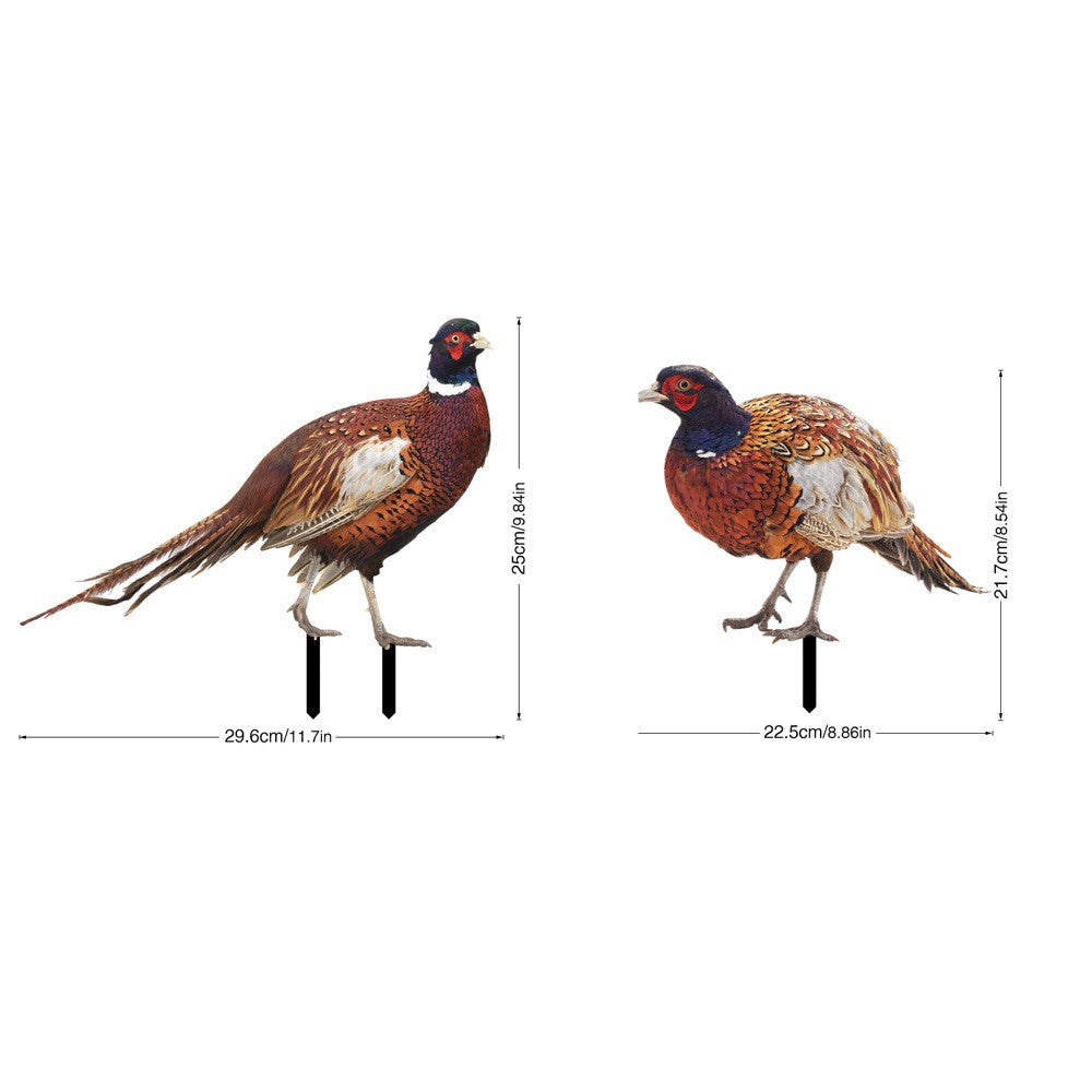 Set 2 Decoratiuni de Gradina, Flippy, Model Fazani, Tip Placa, Grosime 3 mm, Fata-Verso, Multicolor