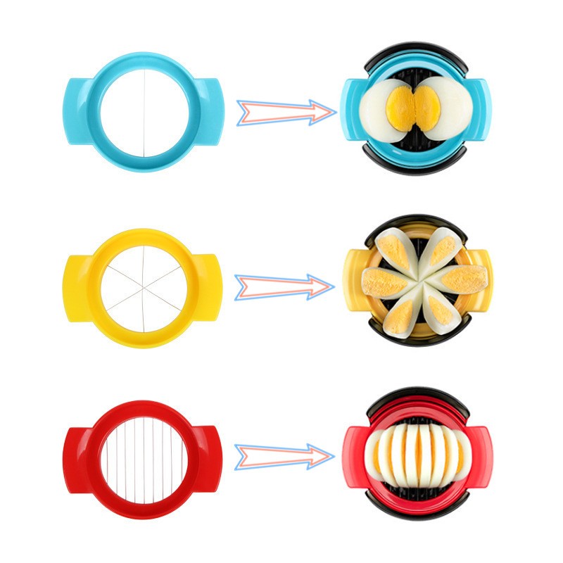 Set feliator 3 in 1 multifunctional feliatoare pentru oua/fructe, PP/otel inoxidabil, multicolor, 9 x 10.5 x 5.5 cm