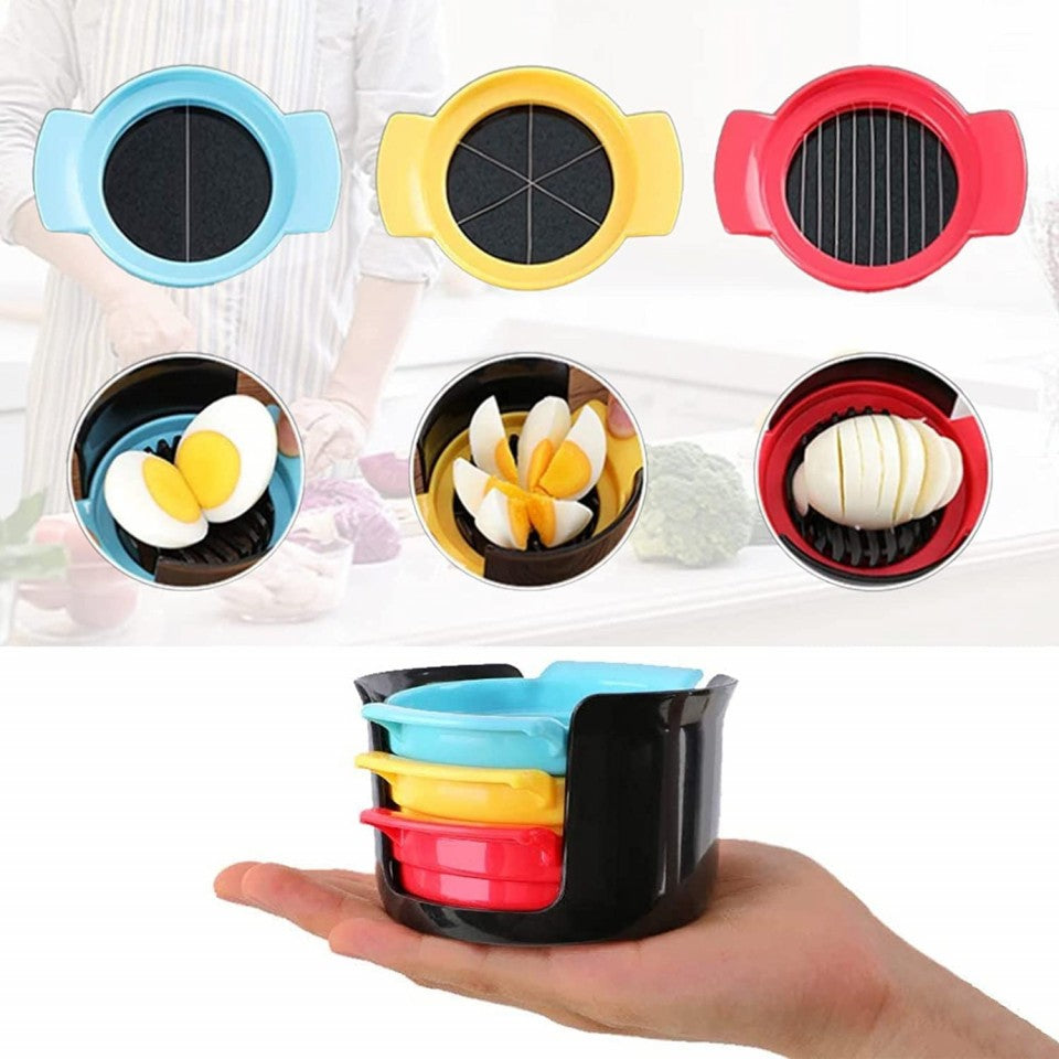 Set feliator 3 in 1 multifunctional feliatoare pentru oua/fructe, PP/otel inoxidabil, multicolor, 9 x 10.5 x 5.5 cm