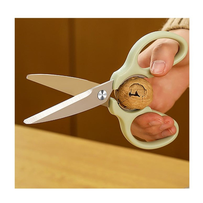 Set foarfeca pentru bucatarie curatator legume tip suport, multifunctional, spargator nuci, material ABS si otel inoxidabil, maner ergonomic, 16.8 x 7.8 x 1 cm, verde