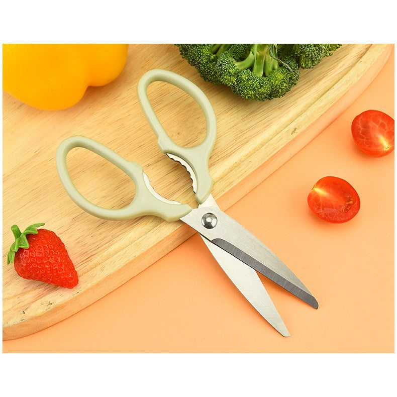 Set foarfeca pentru bucatarie curatator legume tip suport, multifunctional, spargator nuci, material ABS si otel inoxidabil, maner ergonomic, 16.8 x 7.8 x 1 cm, verde