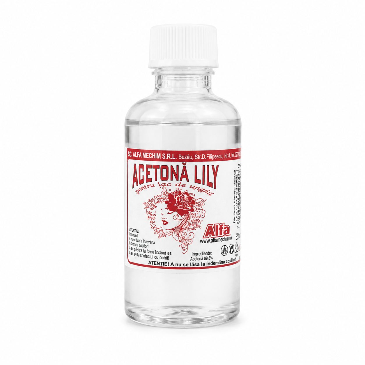 Acetona pentru Unghii, Lily, Model Clasic pentru Indepartarea Lacului de Unghii, 50 ml