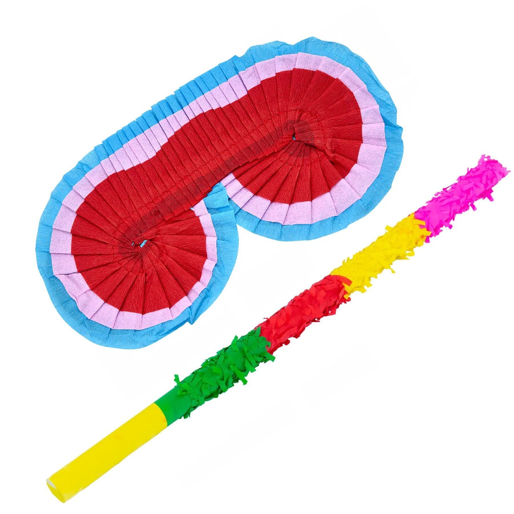 Set Masca BLINDFOLD cu Bat pentru Pinata, Accesorii pentru Pinata, din Hartie Carton, Multicolor